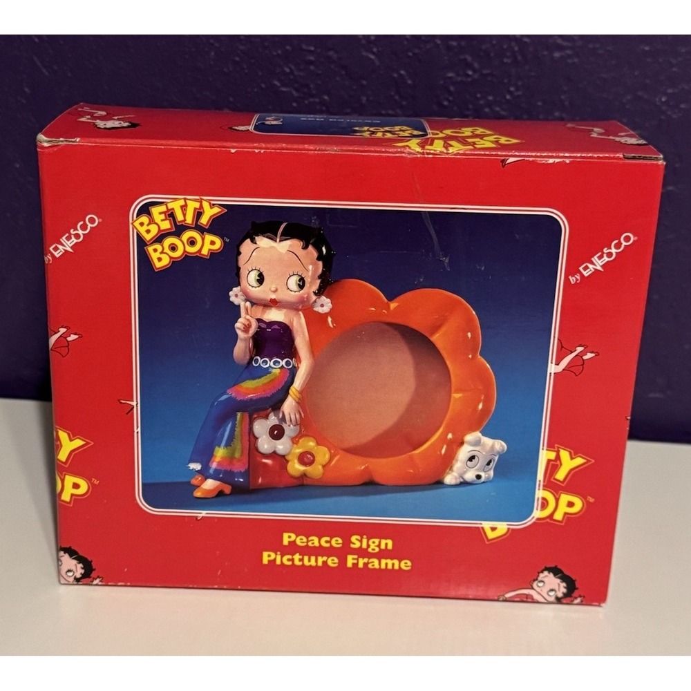 Vintage Betty Boop Peace Picture Frame Hippie Woodstock 70s New In Box Rare